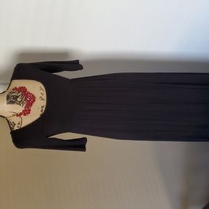 Black Scoopneck Empire Waist Maxi Dress